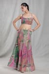 Samyukta Singhania_Multi Color Cotton-poly Digital Printed Abstract Sequin Skirt And Blouse Set _Online_at_Aza_Fashions