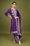 Buy Gopi Vaid Purple Chiffon Embroidery Split V-neck Gol Amaya Kurta Palazzo Set Online at Aza Fashions Buy_Gopi Vaid_Purple Chiffon Embroidery Split V-neck Gol Amaya Kurta Palazzo Set _Online_at_Aza_Fashions