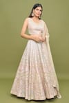 Buy_VARUN NIDHIKA_Peach Embroidery Sequin V Chevron Bridal Lehenga Set  _Online_at_Aza_Fashions