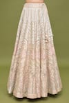 VARUN NIDHIKA_Peach Embroidery Sequin V Chevron Bridal Lehenga Set  _at_Aza_Fashions