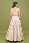 Shop_VARUN NIDHIKA_Peach Embroidery Sequin V Chevron Bridal Lehenga Set  _at_Aza_Fashions