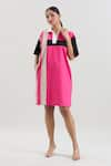 Buy_House of Behram_Pink Mercerized Cotton Poplin Collared Striped Shirt Dress _Online_at_Aza_Fashions