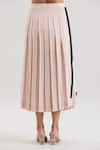 Buy_House of Behram_Pink Textured Crepe Embroidered Floral Applique Scoop Pleated Midi Skirt _Online_at_Aza_Fashions