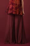 SONIA BADERIA_Maroon Kurta And Dupatta Chiffon Printed Floral Square V Sharara Set _Online_at_Aza_Fashions