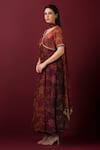 Shop_SONIA BADERIA_Maroon Anarkali Chiffon Printed Floral Leaf Vrindavan Set _Online_at_Aza_Fashions