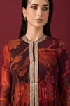 Buy_SONIA BADERIA_Maroon Peplum Top And Dupatta Chiffon Printed Floral Embroidered Sharara Set 