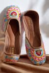 Buy_House of Kosha_Multi Color Sequins Mystic Jungle Hand Embroidered Leather Juttis _at_Aza_Fashions