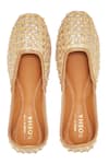 House Of Kosha_Gold Always Yours Fleur Hand Embroidered Leather Juttis _Online_at_Aza_Fashions
