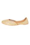 House Of Kosha_Gold Always Yours Fleur Hand Embroidered Leather Juttis _at_Aza_Fashions