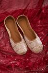 Buy_House Of Kosha_Pink Pearls, Sequins Aurora Hand Embroidered Leather Juttis _at_Aza_Fashions