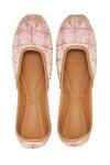 House Of Kosha_Pink Pearls, Sequins Aurora Hand Embroidered Leather Juttis _Online_at_Aza_Fashions