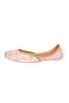 House Of Kosha_Pink Pearls, Sequins Aurora Hand Embroidered Leather Juttis _at_Aza_Fashions