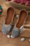 Buy_House of Kosha_Silver Beads Sitara Flora Jaal Embroidered Juttis _at_Aza_Fashions