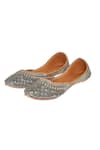 Shop_House of Kosha_Silver Beads Sitara Flora Jaal Embroidered Juttis _at_Aza_Fashions