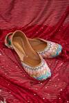 House of Kosha_Multi Color Beads Ocean Drive Chevron Embroidered Juttis _at_Aza_Fashions