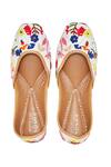 Shop_House Of Kosha_Multi Color Sunshine Blossom Embroidered Leather Juttis _at_Aza_Fashions