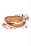 Shop_House Of Kosha_Multi Color Sunshine Blossom Embroidered Leather Juttis _Online_at_Aza_Fashions