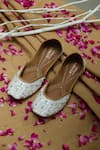 Buy_House of Kosha_White Stone Mogra Blossom Embroidered Leather Juttis _at_Aza_Fashions