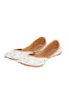 Shop_House of Kosha_White Stone Mogra Blossom Embroidered Leather Juttis _at_Aza_Fashions