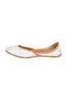 Shop_House of Kosha_White Stone Mogra Blossom Embroidered Leather Juttis _Online_at_Aza_Fashions