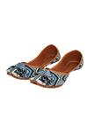 Shop_House Of Kosha_Blue Breeze Embroidered Leather Juttis _at_Aza_Fashions
