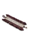 Shop_Amoliconcepts_Maroon Thread Textured Bead Tassel Bracelet _at_Aza_Fashions