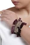 Amoliconcepts_Maroon Thread Textured Bead Tassel Bracelet _Online_at_Aza_Fashions