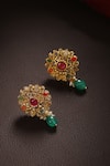 Buy_Amoliconcepts_Gold Plated Stone Studded Floral Earrings _at_Aza_Fashions