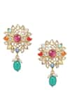 Shop_Amoliconcepts_Gold Plated Stone Studded Floral Earrings _at_Aza_Fashions