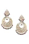 Shop_Amoliconcepts_Gold Plated Synthetic Pearls Stone Studded Floral Chandbalis _at_Aza_Fashions