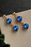 Shop_Amoliconcepts_Blue Smocking, Crystals Swarovski Drop Earrings_at_Aza_Fashions