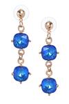 Amoliconcepts_Blue Smocking, Crystals Swarovski Drop Earrings_Online_at_Aza_Fashions