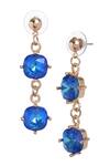 Buy_Amoliconcepts_Blue Smocking, Crystals Swarovski Drop Earrings_Online_at_Aza_Fashions