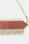 Amoliconcepts_Gold Plated Synthetic Pearls Kundan Geometric Choker Necklace _Online_at_Aza_Fashions