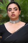 Buy_Amoliconcepts_Silver Plated Glass Embellished Choker _at_Aza_Fashions