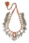 Amoliconcepts_Silver Plated Glass Tear Drop Pendant Necklace _Online_at_Aza_Fashions