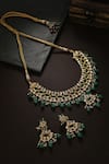 Buy_Amoliconcepts_Green Kundan Embellished Necklace Set _at_Aza_Fashions