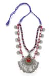 Shop_Amoliconcepts_Silver Plated Boho Coins Pendant Embellished Necklace _at_Aza_Fashions