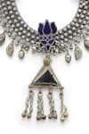 Amoliconcepts_Silver Plated Ghungaro Vintage Pendant Embellished Necklace _Online_at_Aza_Fashions