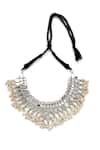 Shop_Amoliconcepts_Silver Plated Glass Embellished Boho Choker _at_Aza_Fashions