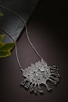 Buy_Amoliconcepts_Silver Plated Ghungaroo Carved Lotus Pendant Necklace _at_Aza_Fashions