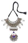 Shop_Amoliconcepts_Silver Plated Glass Antique Boho Pendant Necklace _at_Aza_Fashions