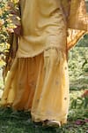 Buy_Saundh_Yellow Kurta And Sharara Chanderi Woven Mughal Notched Aafia Set _Online_at_Aza_Fashions