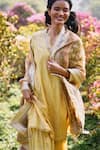 Shop_Saundh_Yellow Kurta And Sharara Chanderi Woven Mughal Notched Aafia Set _Online_at_Aza_Fashions