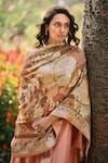 Saundh_Peach Anarkali Chanderi Woven Floral Notched Fida Set_at_Aza_Fashions