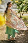 Shop_Saundh_Green Kurta And Pant Chanderi Woven Floral Round Johi A-line Set_at_Aza_Fashions
