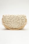 Doux Amour_Ivory Japanese Bugle Beads Coco Double Rose Hand Embroidered Bag _Online_at_Aza_Fashions