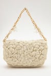 Buy_Doux Amour_Ivory Japanese Bugle Beads Coco Double Rose Hand Embroidered Bag _Online_at_Aza_Fashions