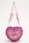 Doux Amour_Pink Japanese Bugle Beads Isa Heart Bag _Online_at_Aza_Fashions