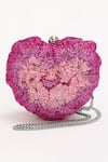 Buy_Doux Amour_Pink Japanese Bugle Beads Isa Heart Bag _Online_at_Aza_Fashions